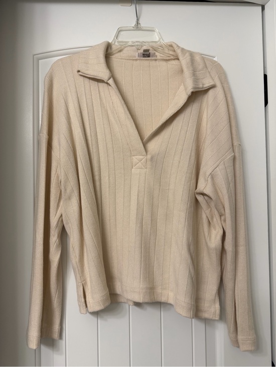 LOFT Sweaters - Loft Cream Ribbed Collared Pullover Sweater